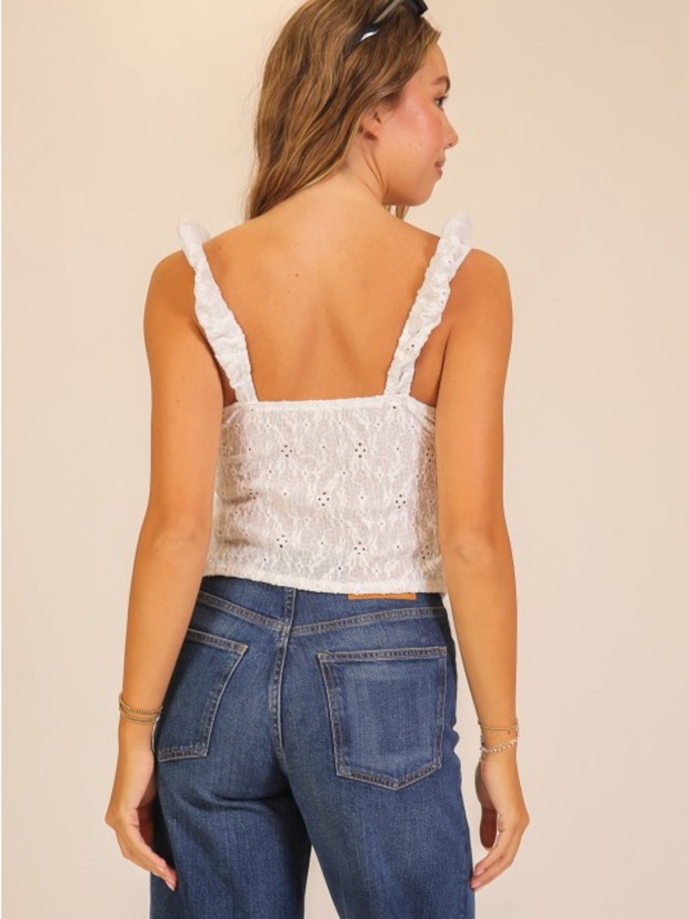 Lace tie in the front crop top - Picture 5 of 5